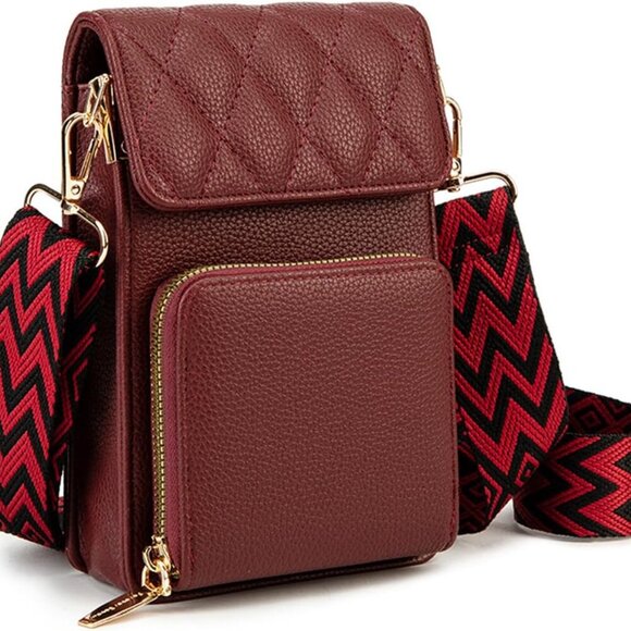 Versatile Burgundy Crossbody Purse with Card Slots & Adjustable Strap for Women - Picture 1 of 6